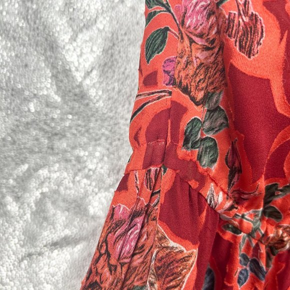 Alexis Marseille One Shoulder High Low Ruffle Maxi Dress in Red Floral - Picture 10 of 11